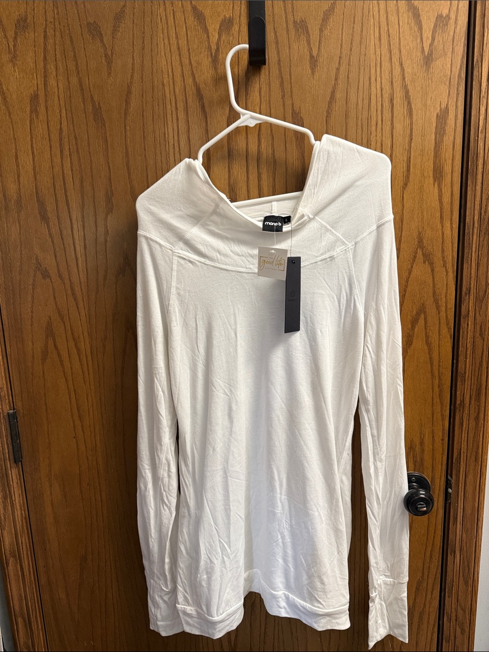Mono b White Long-Sleeve Hooded Tee